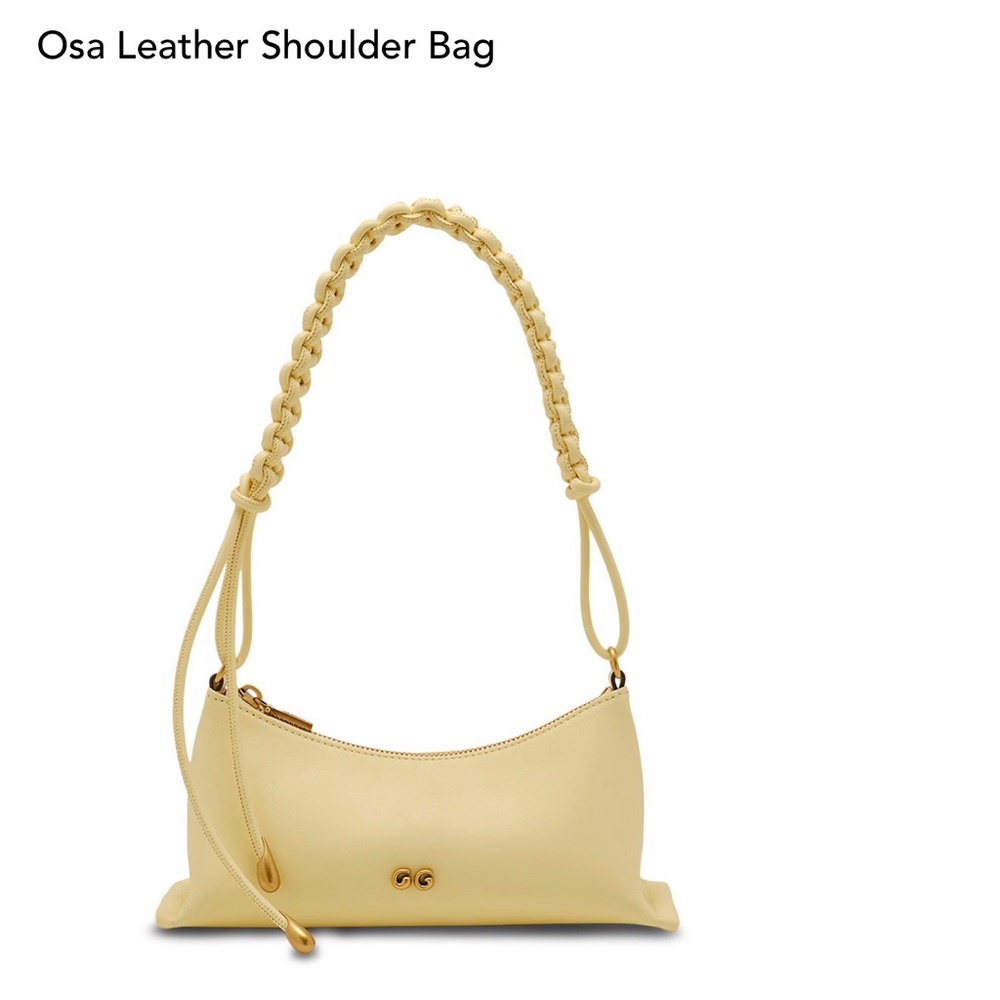cult gaia Braided-Strap Crossbody Bag in Pale Yellow
